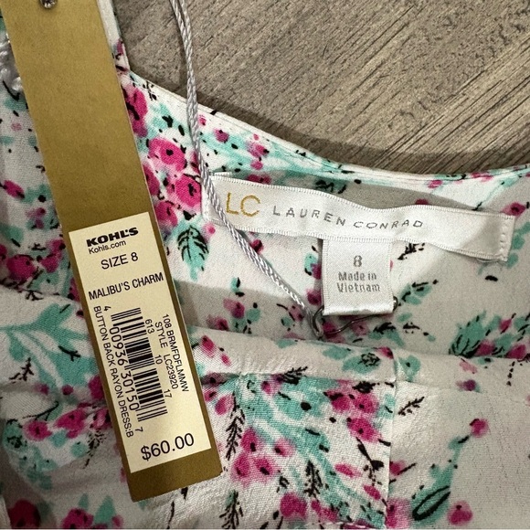 NWT Lauren Conrad Floral SundressHeart Shaped Open Back Sz 8 Pink White Easter - Picture 5 of 16